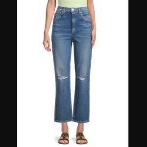 Le Jean Sabine Straight-Leg Distressed Ankle Jeans - New 31 Waist